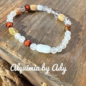 6mm Selenite beaded handmade  bracelet /fall creamy white accessories